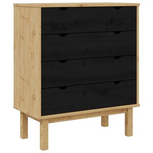 vidaXL Cajonera OTTA Negro 76,5 x 39,5 x 90 cm Madera de Pino Maciza