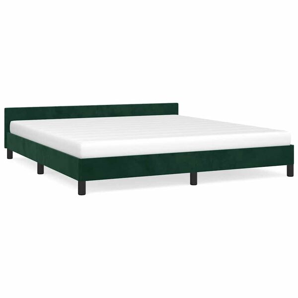 vidaXL Estructura cama sin colch&oacute;n terciopelo verde oscuro 160x200 cm