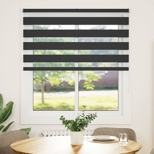 vidaXL Estor cebra negro 120x150 cm tejido ancho 115,9 cm poli&eacute;ster