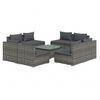 vidaXL Set de muebles de jard&iacute;n 9 pzas y cojines rat&aacute;n sint&eacute;tico gris