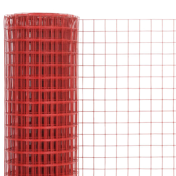 vidaXL Alambrada de gallinero acero revestimiento PVC rojo 10x0,5 m