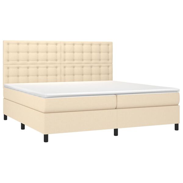 vidaXL Cama box spring con colch&oacute;n tela color crema 200x200 cm