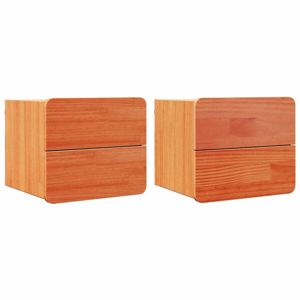 vidaXL Mesita de Noche con caj&oacute;n 2 pcs Marr&oacute;n 39 x 34 x 33 cm