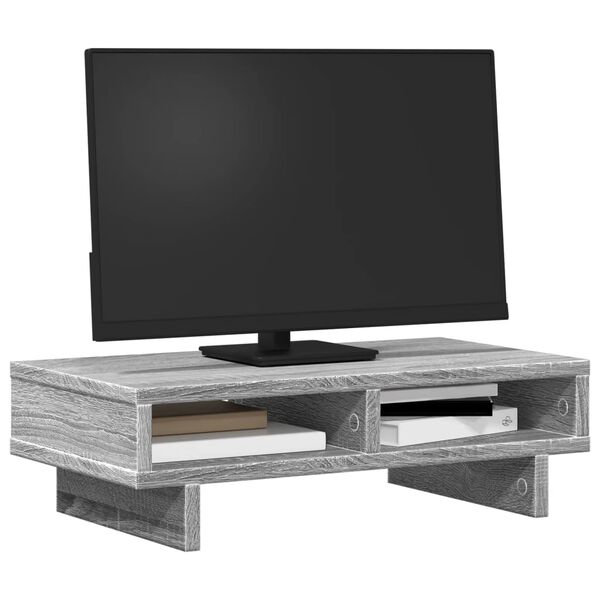 vidaXL Soporte de pantalla madera ingeniería gris Sonoma 50x27x15 cm
