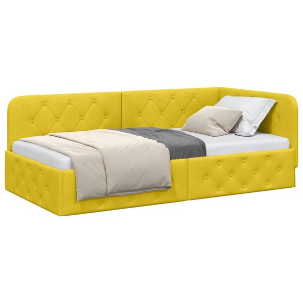 vidaXL Estructura de cama en esquina Amarillo 90 x 190 cm Terciopelo