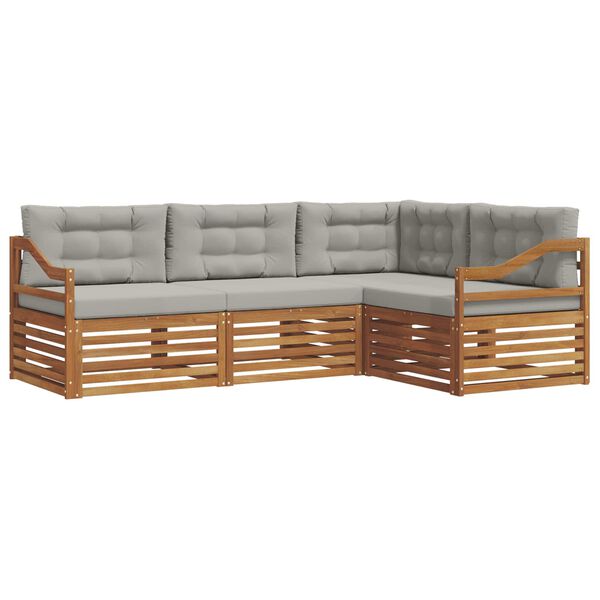 vidaXL Conjunto de sof&aacute;s de exterior 4 pcs Gris Natural y Claro