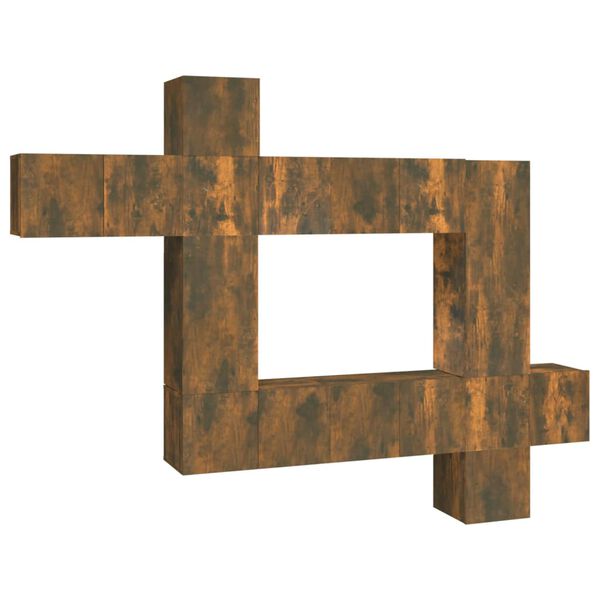 vidaXL Set de muebles de TV 10 pzas madera contrachapada roble ahumado