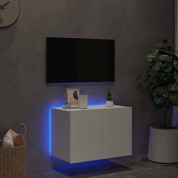 vidaXL Mueble de TV de pared con luces LED blanco 60x35x41 cm