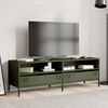 vidaXL Mueble TV acero laminado en frío verde oliva 135x39x43,5 cm