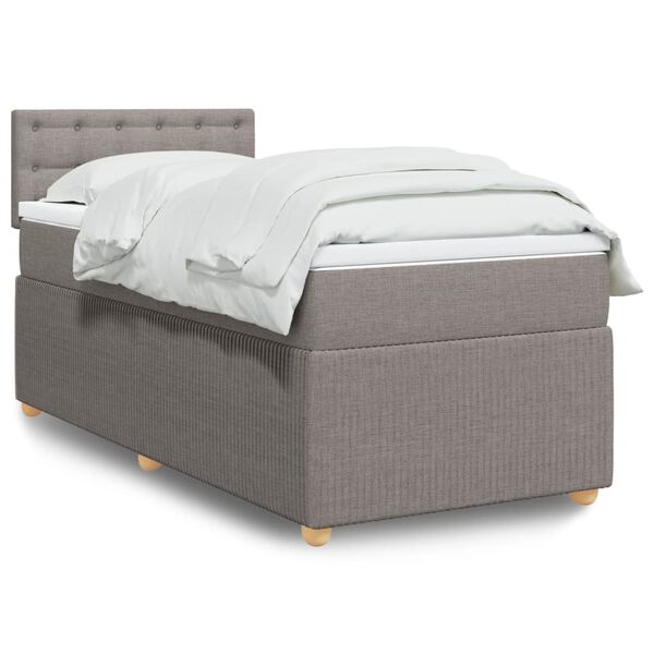 vidaXL Cama box spring con colch&oacute;n tela gris taupe 80x200 cm
