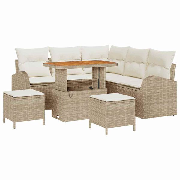 vidaXL Conjunto de sof&aacute; de jard&iacute;n con coj&iacute;n 8 pcs Beige y Crema