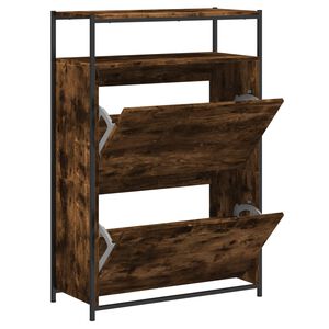 vidaXL Zapatero de madera contrachapada roble ahumado 75x34x112 cm