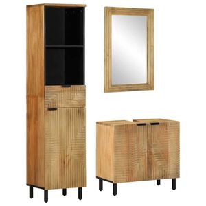 vidaXL Conjunto de muebles de ba&ntilde;o 3 uds marr&oacute;n madera maciza de mango