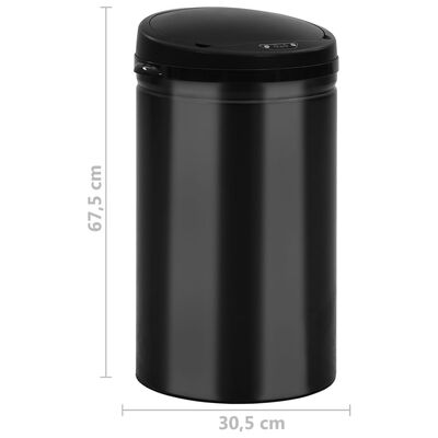 vidaXL Cubo de basura con sensor automático 40L acero al carbono negro