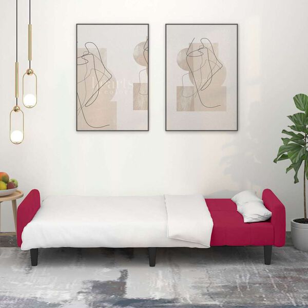 vidaXL Sof&aacute; cama de 2 plazas terciopelo color vino tinto