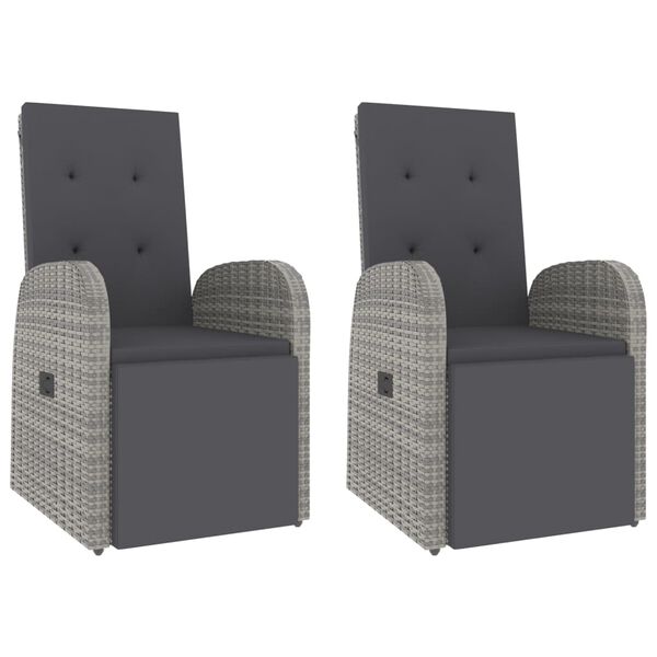 vidaXL Juego muebles jard&iacute;n 3 pzas madera acacia rat&aacute;n sint&eacute;tico gris