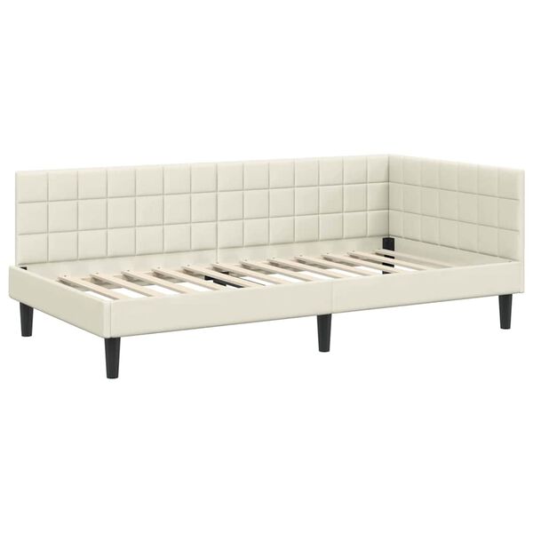 vidaXL Estructura de cama en esquina Crema 100 cm x 200 cm Terciopelo