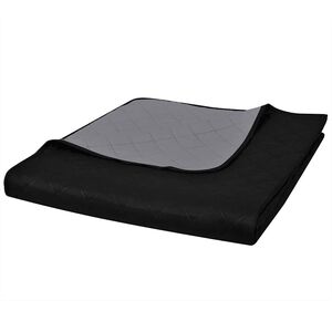 Colcha acolchada a doble cara negro gris 220x240 cm