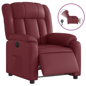 vidaXL Sill&oacute;n reclinable el&eacute;ctrico de cuero sint&eacute;tico rojo tinto