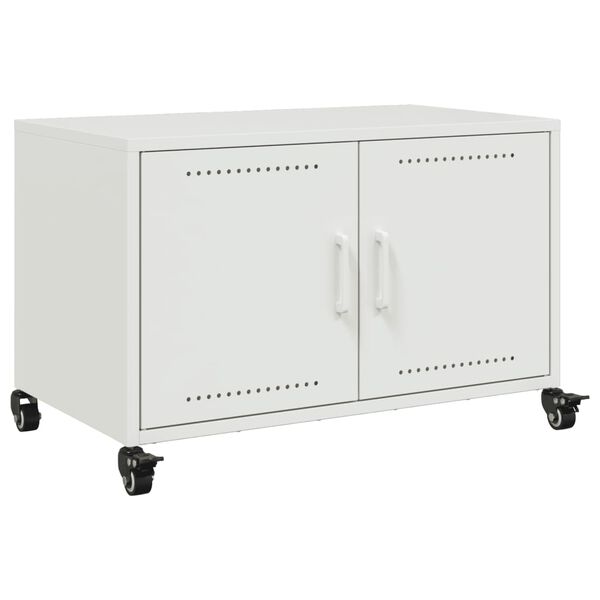 vidaXL Mueble para TV acero laminado en fr&iacute;o blanco 68x39x43,5 cm