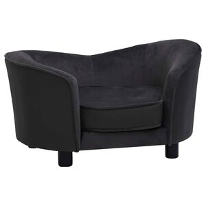 vidaXL Sof&aacute; para perros felpa y cuero sint&eacute;tico negro 69x49x40 cm