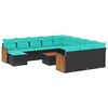 vidaXL Conjunto de sof&aacute; de jard&iacute;n de 13 piezas con cojines negro