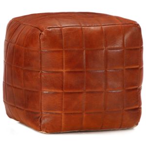 vidaXL Puf marr&oacute;n 40x40x40 cm cuero aut&eacute;ntico de cabra