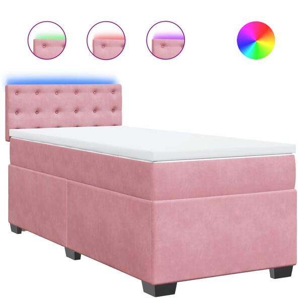 vidaXL Cama box spring con colch&oacute;n terciopelo rosa 100x200 cm