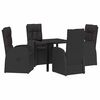 vidaXL Conjunto de Comedor de Jard&iacute;n 5 uds. Negro rat&aacute;n sint&eacute;tico