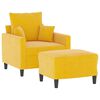 vidaXL Sill&oacute;n con taburete terciopelo amarillo claro 60 cm