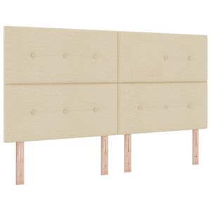 vidaXL Cama Box Spring LED con cabecera Crema 180 x 200 cm tela
