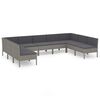 vidaXL Set de muebles de jard&iacute;n 9 pzas y cojines rat&aacute;n sint&eacute;tico gris