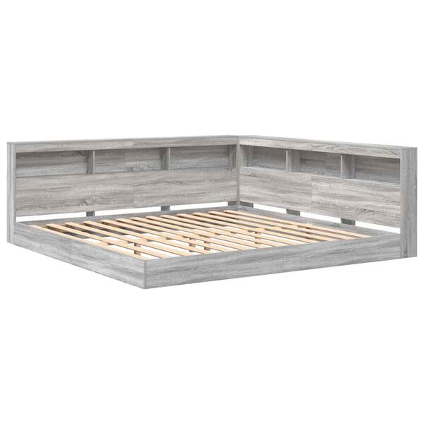 vidaXL Cama con Estanter&iacute;a con cabecera Gris sonoma 180 x 200 cm