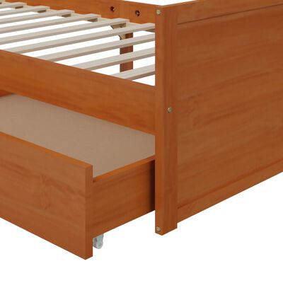 vidaXL Estructura cama cajones madera maciza de pino marrón 90x200 cm
