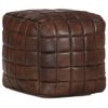 vidaXL Puf marr&oacute;n oscuro 40x40x40 cm cuero aut&eacute;ntico de cabra