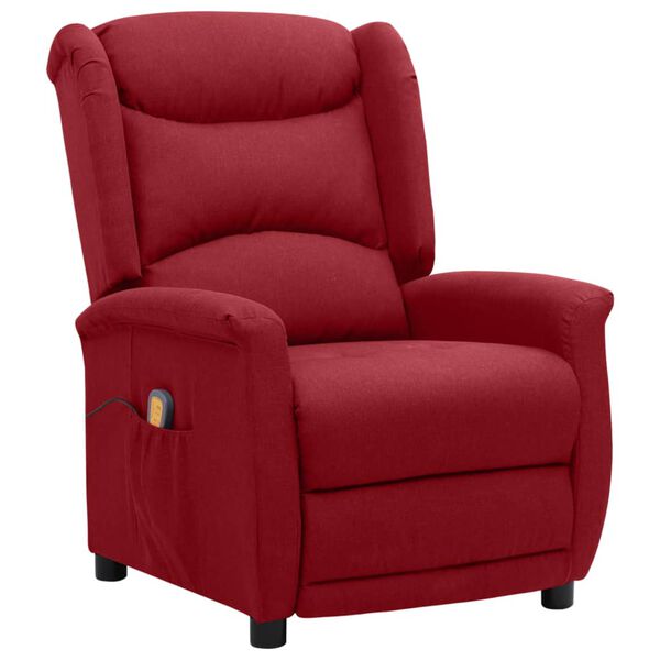 vidaXL Sill&oacute;n de masaje de tela rojo tinto