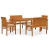 vidaXL Set comedor de jard&iacute;n 5 pzas y cojines madera maciza de acacia