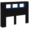 vidaXL Cabecero LED Roble Negro Madera de ingenier&iacute;a