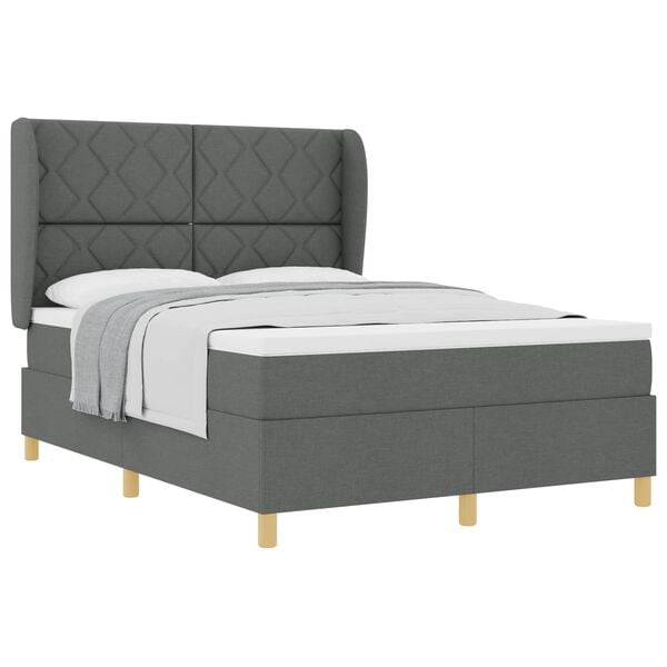 vidaXL Cama con Somier y Colch&oacute;n Gris Oscuro 90x190 cm de Tela tela