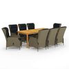vidaXL Juego de comedor de jard&iacute;n de 9 piezas marr&oacute;n