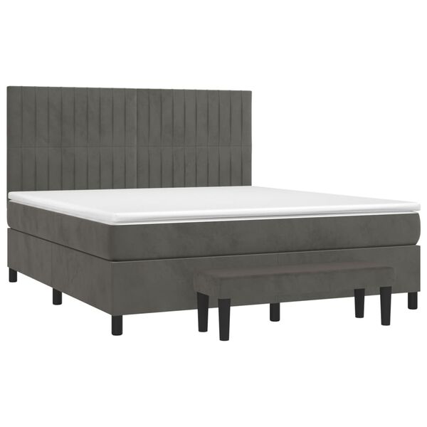 vidaXL Cama box spring con colch&oacute;n terciopelo gris oscuro 180x200 cm