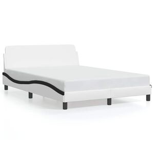 vidaXL Estructura de cama Dover cuero sint&eacute;tico blanco negro 140x200 cm
