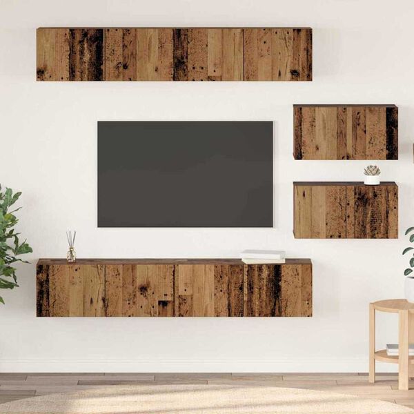 vidaXL Conjunto de mueble de TV Montaje en la pared 6 pcs Madera Vieja