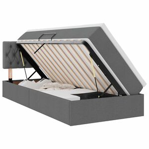 vidaXL Cama con almacenamiento y LED Gris oscuro 90 x 190 cm tela
