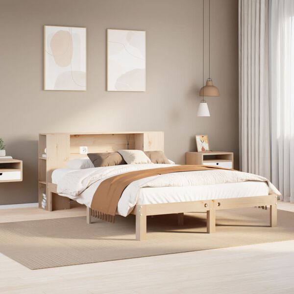 vidaXL Cama con estantería sin colchón madera maciza de pino 120x200cm