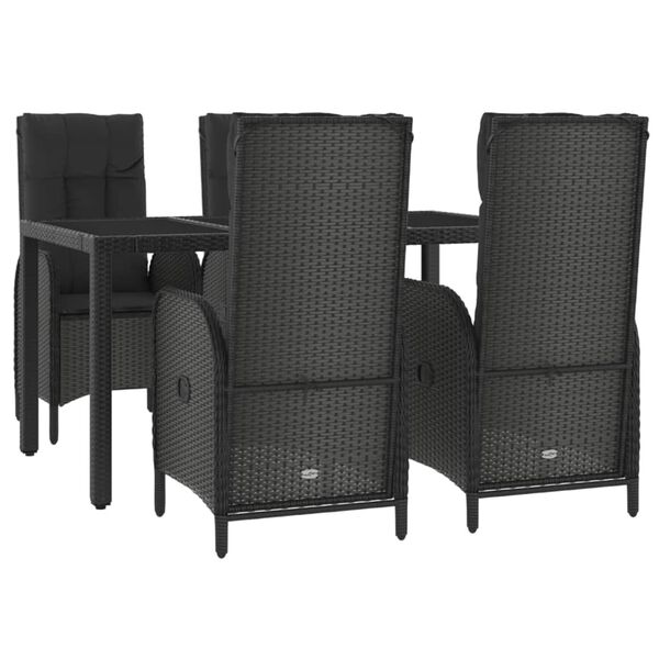 vidaXL Set de muebles jard&iacute;n 5 pzas con cojines rat&aacute;n sint&eacute;tico negro