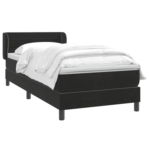vidaXL Cama box spring con colch&oacute;n cuero sint&eacute;tico negro 90x210 cm