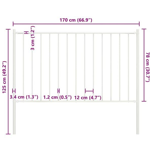 vidaXL Panel de valla Woerden con postes de acero, 1,7 x 0,75 m, blanco