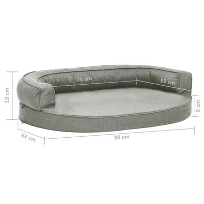 vidaXL Colchón de cama de perro ergonómico aspecto lino gris 90x64 cm