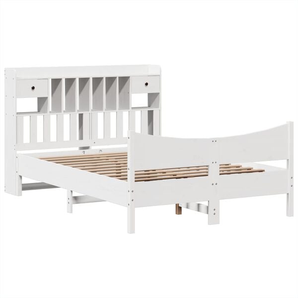 vidaXL Estructura de cama sin colch&oacute;n madera de pino blanca 150x200 cm